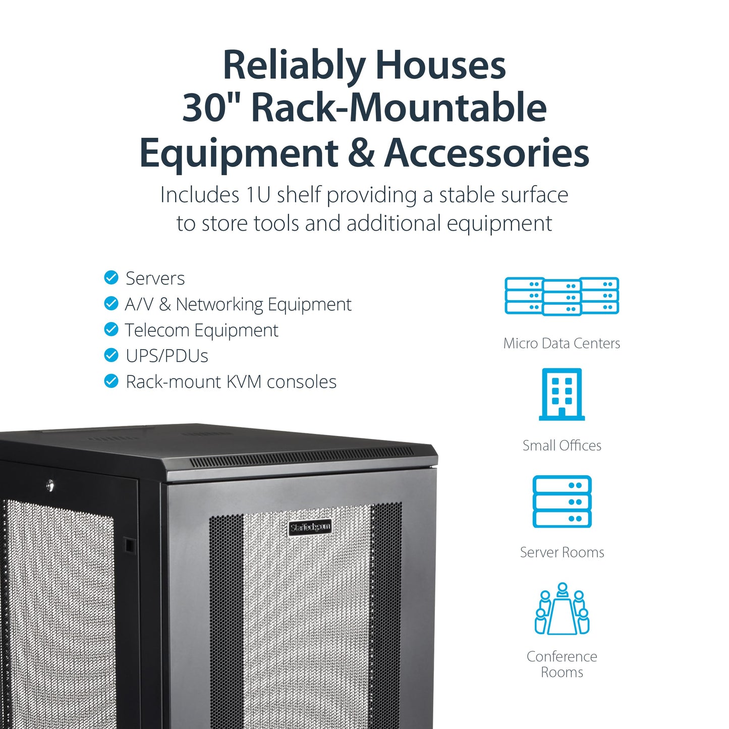 StarTech.com 4-Post 24U Server Rack Cabinet, 19" Data Rack Cabinet for IT / Network Equipment, with Adjustable Mounting Rails