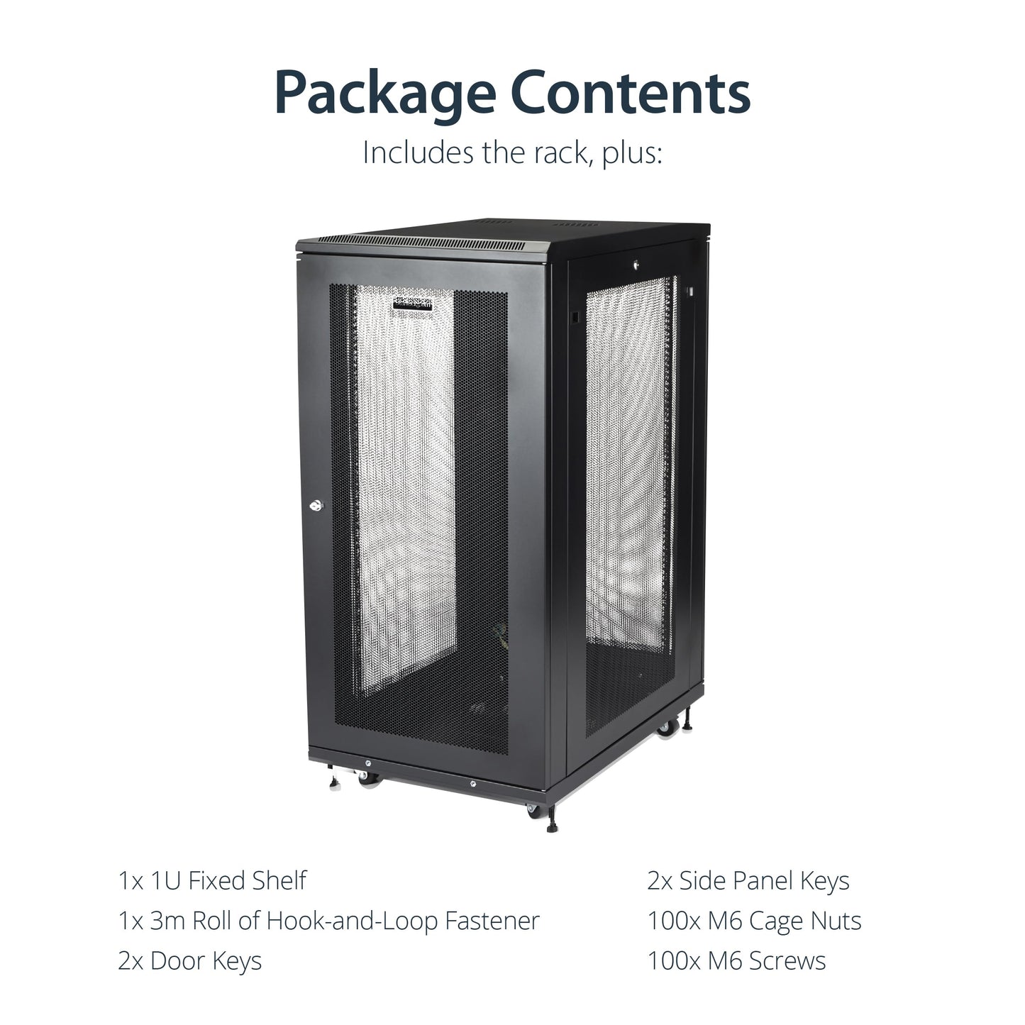 StarTech.com 4-Post 24U Server Rack Cabinet, 19" Data Rack Cabinet for IT / Network Equipment, with Adjustable Mounting Rails